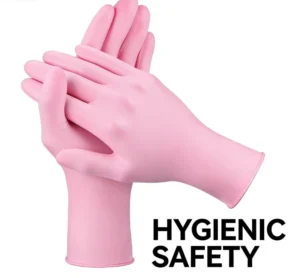 Pink Disposable Nitrile Safety Gloves for Household Cleaning Waterproof Kitchen Beauty Salon Protection Durable Easy Use