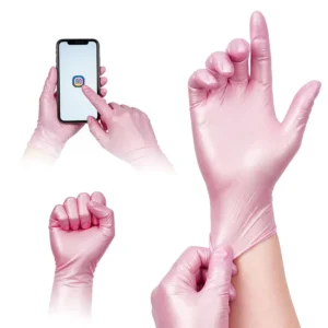 Pink Nitrile Gloves Disposable Powder Free Latex Free Exam Gloves for Food Handling Beauty Salon Hairdressing Tattoo Use