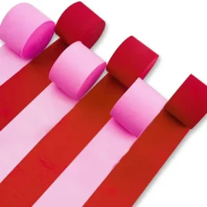 Pink Red Crepe Paper Streamers 6 Rolls 492 ft Pack for Baby Shower Valentine’s Day Bachelorette Birthday Parties (1.8
