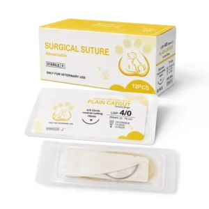 Plain Catgut Suture XY PLC03 Sterile Absorbable 75cm USP 7 0 4 12 PCS ISO13485 Certified for Veterinary Medical