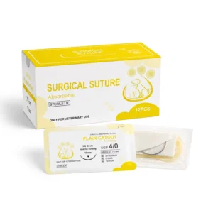 Plain Catgut Suture XY PLC03 Sterile Absorbable 75cm USP 7 0 4 CE Certified 12 Piece for Veterinary Medical Supplies