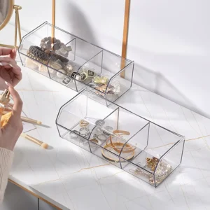 Plastic Three compartment Flip Storage Box Lid Modern Minimalism Design Office Capsule Desktop Jewelry Coffee Cotton Swab