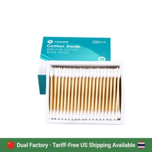 Pointed Round Tip Cotton Bud 200pcs Bamboo Stick Cotton Swab with Drawer Paper Box