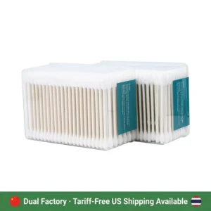 Pointed Round Tip Cotton Bud 300pcs Paper Stick Cotton Swab with Square Box for Ear Cleaning Makeup