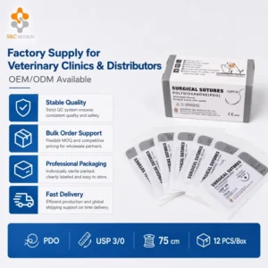 Polydioxanone PDO Veterinary Surgical Sutures with Needle Absorbable Sterile Monofilament for Pet Dog Cat Clinic Use