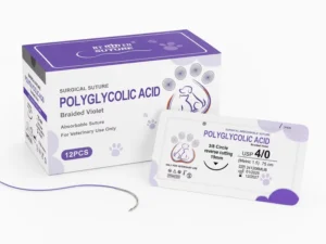 Polyglycolic Acid Absorbable Reusable EO Sterilized Braided Veterinary Suture XY-POY06 Violet Thread for Dog Medical