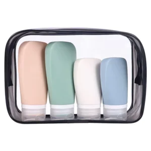 Portable 4 in 1 90/60ml Reusable Travel Toiletry Containers Cosmetic Bottles Shampoo Silicone Travel Size Bottles Kits Gift Set