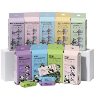 Portable 8 Piece Mini Wet Wipes Pack Eco Friendly Soft Fragrance Special Hand Pocket Baby Wipes for Kids 64 Packs Cleansing