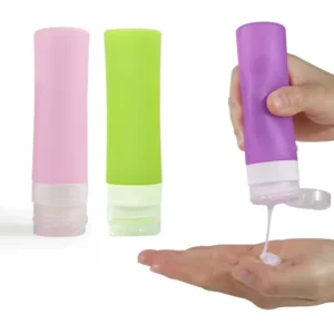 Portable 80ml Reusable Food Grade Silicone Salad Dressing Bottle To Go Squeeze Ketchup Bottle Silicone Travel Lotion Containers