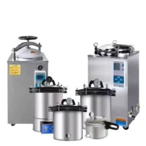 Portable Autoclave Pressure Steam Sterilizer ODM Supported 201 Stainless Steel LCD Display Lab 100-134C Knob