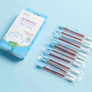 Portable Individually Packaged Ozone Disinfected Class I 8CM YY300 Certified Cotton Swabs for Medical Use