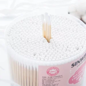 Portable Round Box Daily Cleaning Supply Cotton Swab Double Tipped Soft Absorbent Tip Cotton Swab