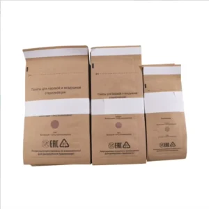 Portable Single Sided Brown Square Nail Sterilization Pouch Valve Bag Kraft Paper for Beauty Salon Tools Dry Heat Use