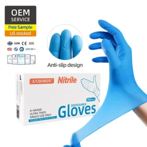 Powder Free Disposable Blue Nitrile Examination Micro Touch Medical Touchntuff Lab Gloves