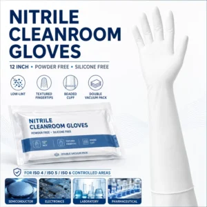Powder Free Silicone Free Nitrile Cleanroom Gloves for Lab Electronics and Controlled Areas