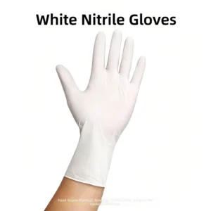 Powder Free White Food Grade Gloves 9 Inches Nitrile Gloves for Food Processing Beauty Salon Medical Check Industrial Work Use