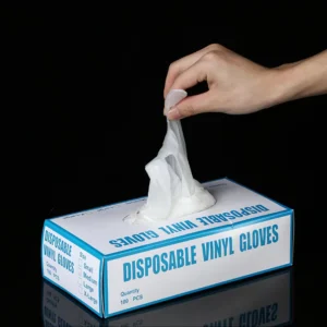 Powder-Free White Food Grade PVC Safety Gloves / Disposable Clear Vinyl Gloves