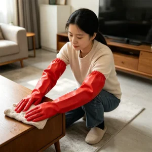 Premium 35cm Waterproof PVC Protective Gloves with Pure Cotton Interior for Heavy Duty Construction Work