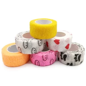 Printed Cohesive Bandages 2.5cm Custom Color Nonwoven Bandage Finger Tape Elastic Self-Adhesive Wrap Sample Support