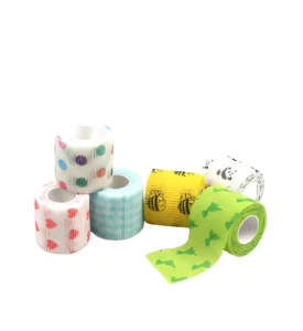 Printed Pet Cohesive Bandage Pet Paws Pattern Self Adhesive Bandage Disposable Non woven Wrap Ce Certified 2 Inch Assorted