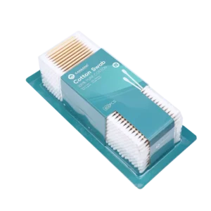 Private Label Biodegradable Cotton Swab 600pcs Bamboo Stick Cotton Bud with Blister Card Packed