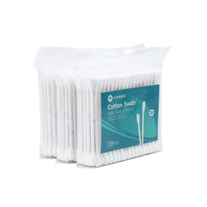 Private Label Thailand Factory Double Round Tip Cotton Bud 100pcs pp Stick Cotton Swab with pp Bag