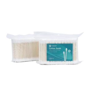 Private Label Thailand Factory Screw Round Tip Cotton Bud 300pcs Paper Stick Cotton Swab with pp Bag