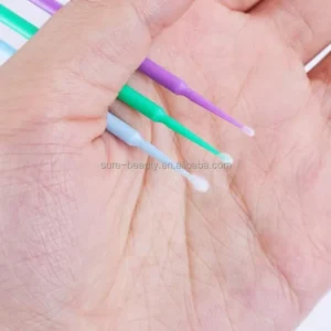 Professional Disposable Plastic & Cotton Micro Applicator Swab Brushes (100pcs Barrel) for Precise Makeup Tasks