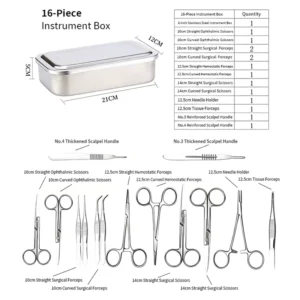 Professional Surgical Instrument Factory Direct Supply Custom 16 Piece Dissecting Kit for Veterinary Medical Student Training