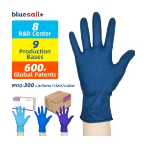 Protective Nitrile Examination Gloves 4mil Non Slip Medical Supplies Ink Blue Powder Free Disposable Gloves for Hospital