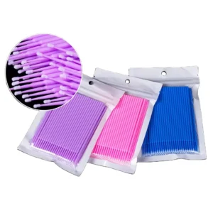 Purple Green Blue Disposable Square Cotton Plastic Eyelash Extensions Tools Microfibre Brush Eyelashes Private Label
