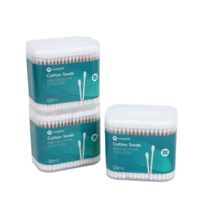 Q tip Daily Use Custom Packaging Cotton Bud 200pcs Bamboo Stick Cotton Swab with Square Box for Ear Cleaning Makeup