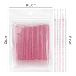 QC Disposable Makeup Eyelash Cleaning Micro Eyelash Cotton Swab Supplier Diamond Handle Disposable Micro Lash Brush