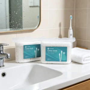 Qtips Cleaning Ear Pointed Round Tip Cotton Bud 300pcs pp Stick Cotton Swab with pp Bag for Cleaning Make up