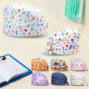 Quick dry Surgical Cap Female 4 way Stretch Long Hair Doctor Hats Buttons Gynecology ICU Nurse Hat