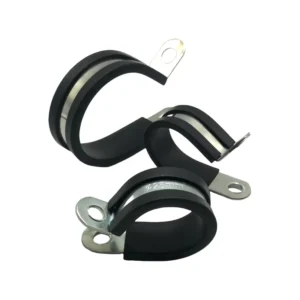 R Type P Type Stainless Steel Galvanized Metric Hose Clamp with Black EPDM Rubber Saddle 9mm for Pipe Metal