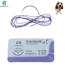 RUNPHY HC002 Medical Veterinary Suture Absorbable Polyglycolic Acid PGA Surgical Suture Needle Disposable