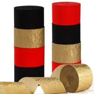 Red Black Gold Casino Theme Party Decorations Biodegradable 9 Roll Crepe Tissue Paper Streamer Garland for Graduation Bridal