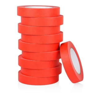 Red Painters Tape 1 Inch X 55 Yards 10 Rolls Crepe Paper Masking Tape with Acrylic Adhesive for Painting Walls