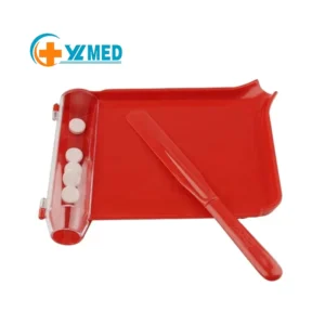 Red Plastic Medicine Dispensing Tray Set with Pill Counting Tool for Pharmacy Hospital Clinical CE ISO