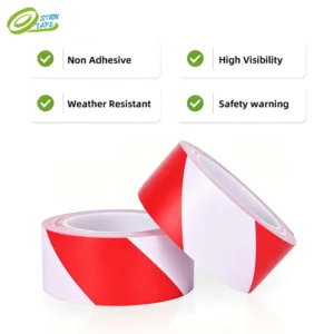 Red White Striped PE Warning Tape Non-Adhesive High Visibility Safety Tape