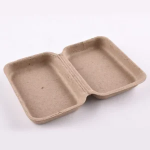 Reusable Pulp Molded Clamshell Box in Stock Without Custom Mold Degradable Environmentally Friendly Paper