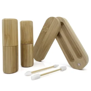Reusable Swabs Silicone Cotton Buds Bamboo Silicone Ear Cleaning Stick in Bamboo Storage Box