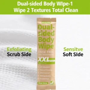 Rinse Free Biodegradable Plant Based Body Shower Ultra Large Wet Wipes for Travel
