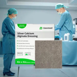 Risenmed Non adhesive Comfortable Silver Calcium Antimicrobial Alginate Dressing for Highly Exuding Wounds