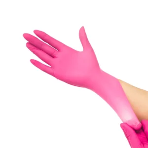 Rose Red Nitrile Gloves Powder Free Waterproof 100 Pcs Box Food Kitchen Examination Gloves