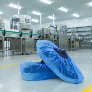 SC106 Disposable Dust Proof CPE Blue Shoe Covers L40cm*W15cm From Fujian Factory