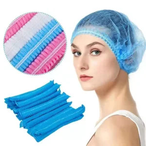 SD002 Mob Dust Cap Disposable Medical Non Woven Strip Cap Bouffant Head Cover Surgical Doctor Nurse Hat Double Elastic Clip Caps