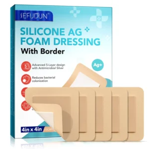 SEFUDUN 4×4 Waterproof Biological Absorbable Silicone Foam Wound Care Dressings Self adhesive Silver Silicone Wound Dressing