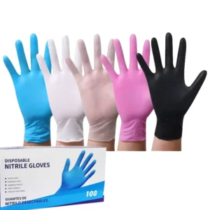 SONICE 100pcs 4mil 28cm Waterproof Food Safety Industrial Nitrile Disposable Gloves Powder Free Blue Black Latex Free